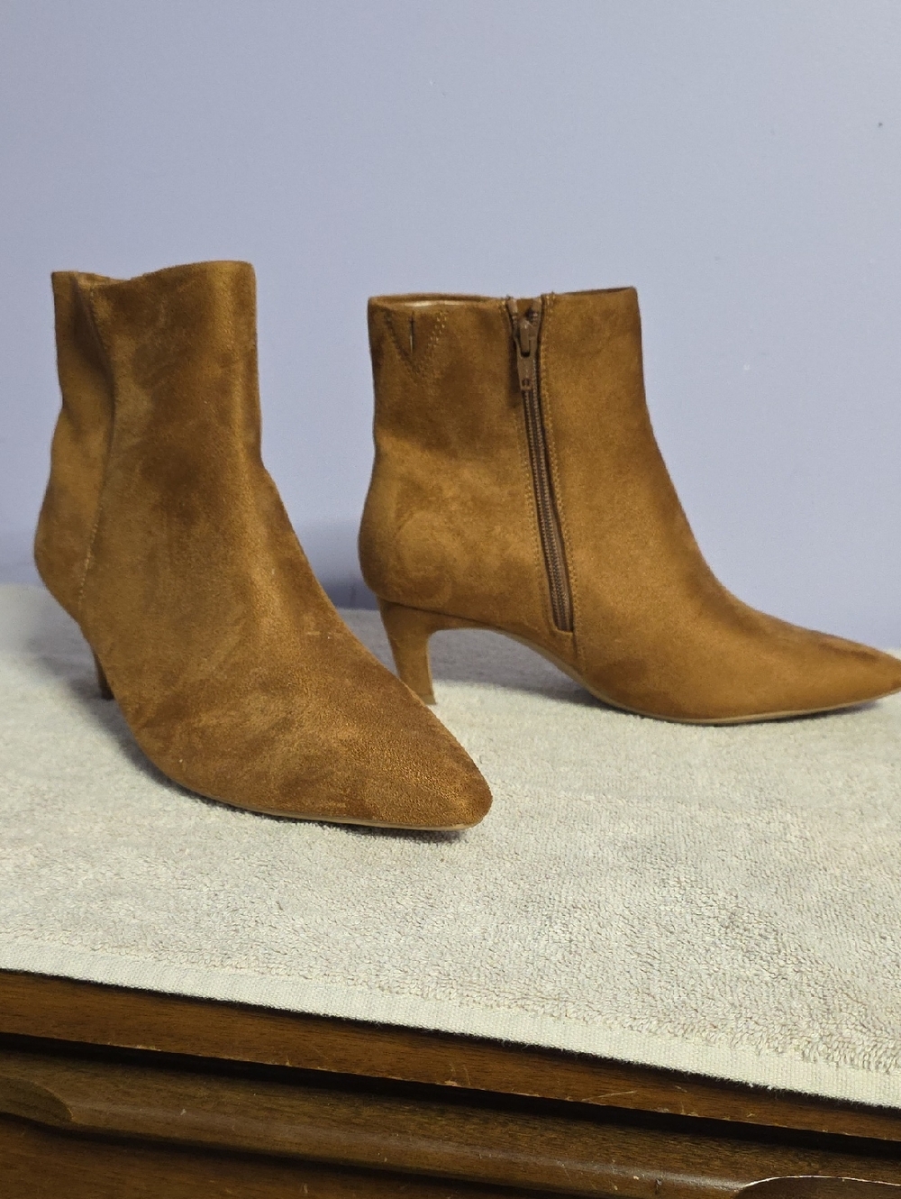 Target Brown Suede Pointed-Toe Ankle Booties